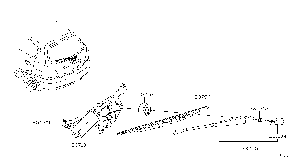 Brat stergator hayon spate Nissan Almera II
