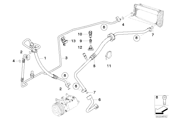 Conducta clima compresor condensor (poz.1) BMW X5 (E53)