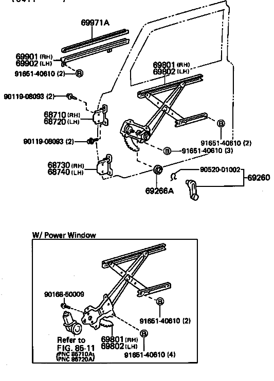 Macara usa fata mecanica Land Cruiser J 7