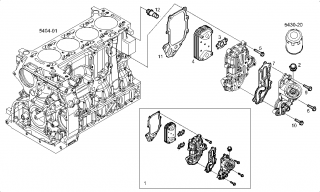 Corp filtru ulei cu radiator si garnituri motor 3,0 Iveco (poz.1)