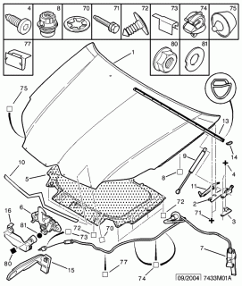 Cablu capota motor Citroen C5 II (poz.7)